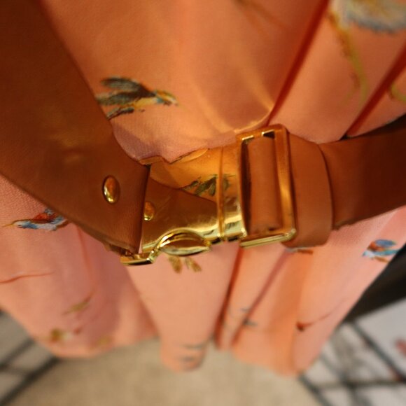 Pinkblush Floral Mini Dress - Peach and Blue Bird Pattern Maternity Dress - Picture 6 of 16